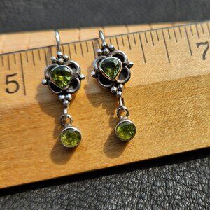 Sterling Silver and Peridot Drop Earrings